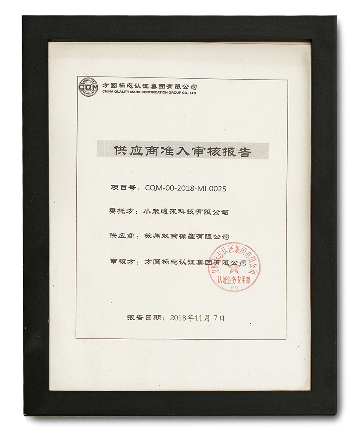 供應(yīng)商準(zhǔn)入審核報告